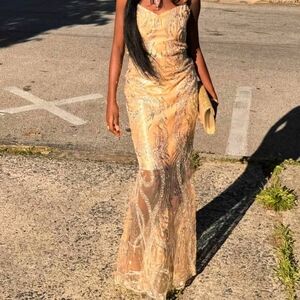 Elegant Gold Evening Gown